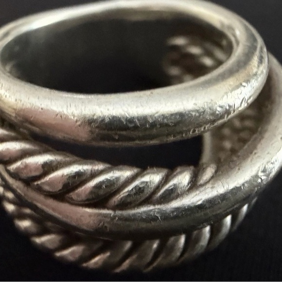 Twisted Rope Design Silver Ring - Picture 1 of 4
